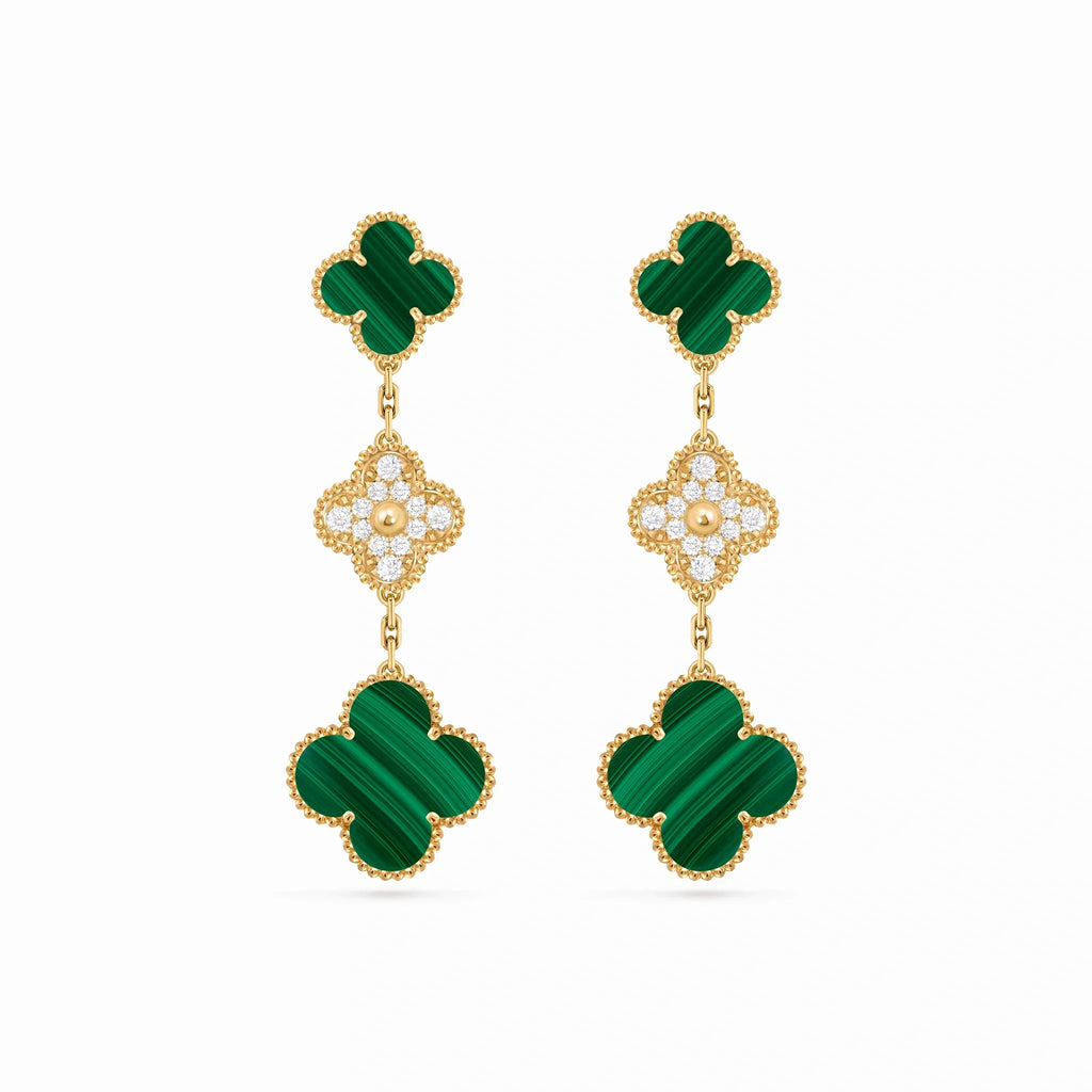 Magic Alhambra Green Clover Drop Earrings