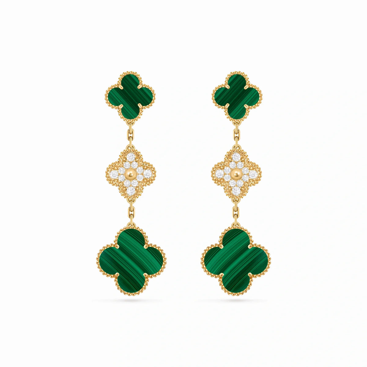 Magic Alhambra Green Clover Drop Earrings