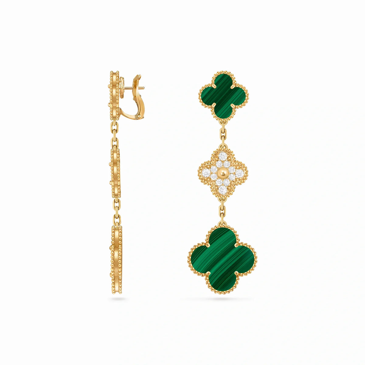 Magic Alhambra Green Clover Drop Earrings