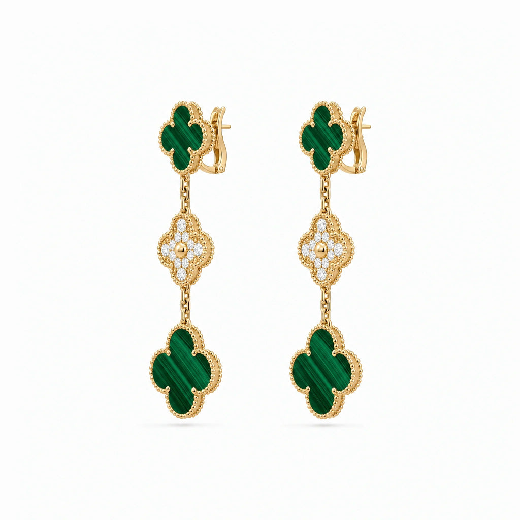 Magic Alhambra Green Clover Drop Earrings