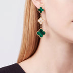 Magic Alhambra Green Clover Drop Earrings