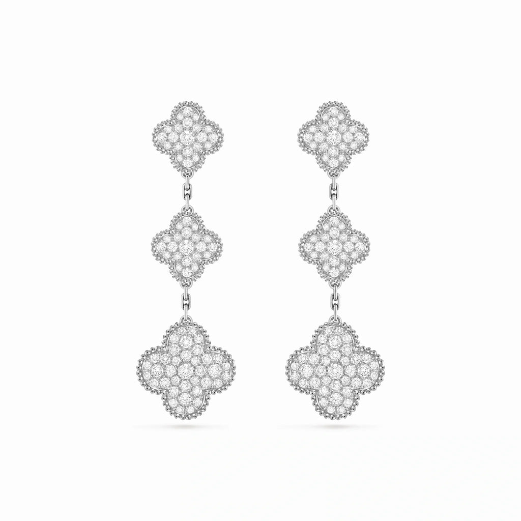 Magic Alhambra Pavé Clover Cascade Earrings