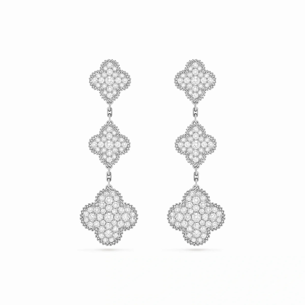 Magic Alhambra Pavé Clover Cascade Earrings