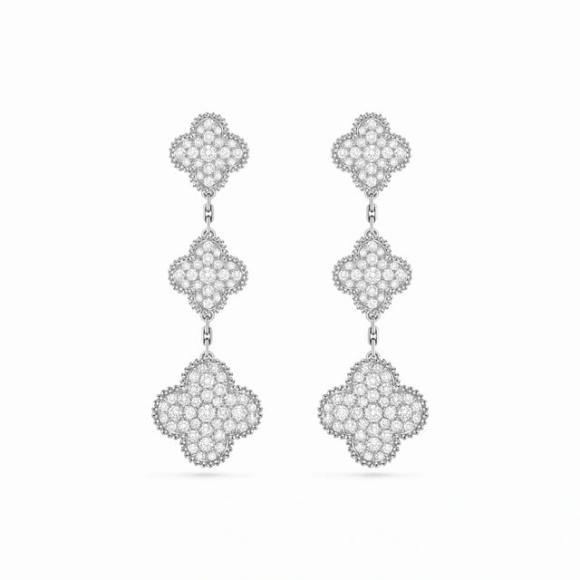 Magic Alhambra Pavé Clover Cascade Earrings