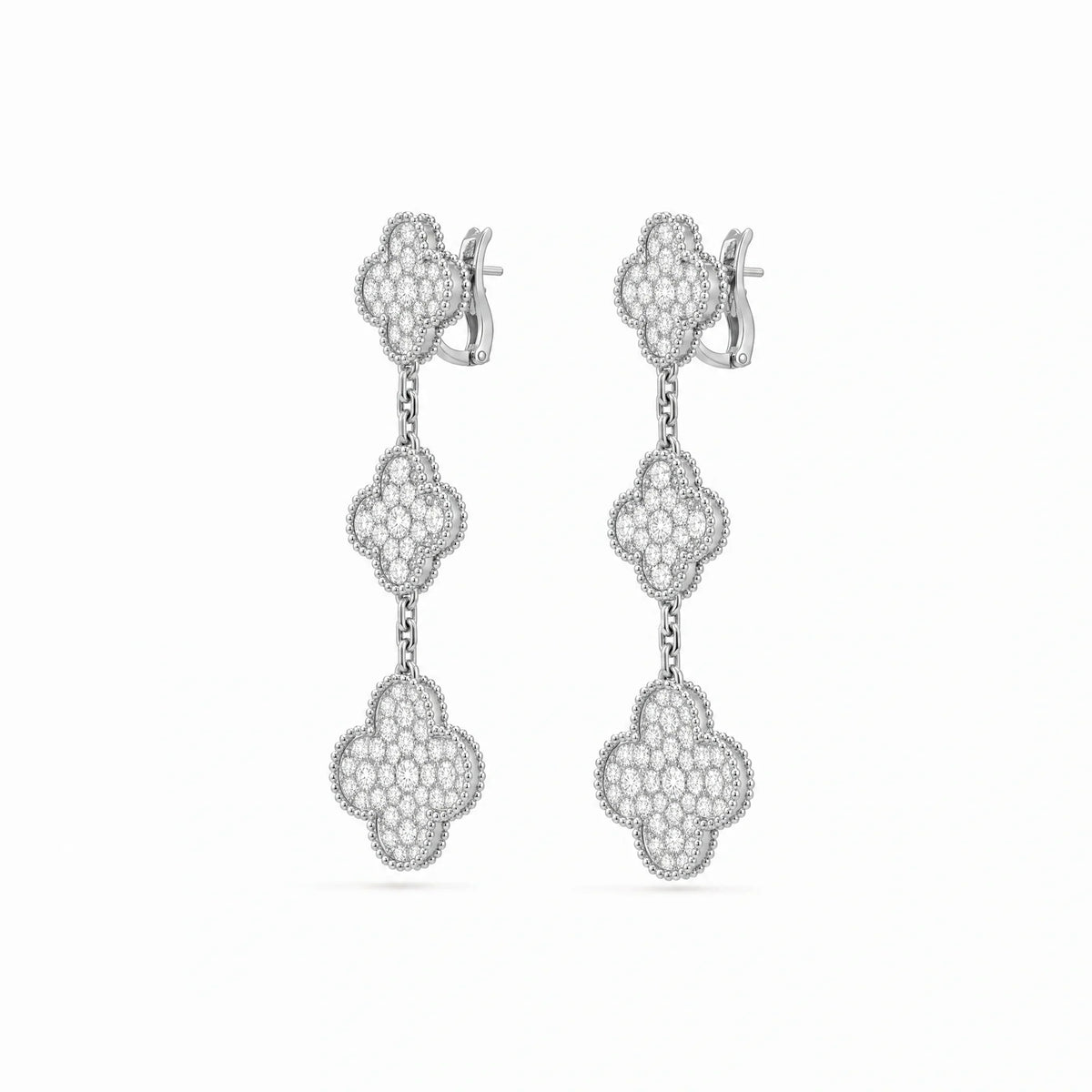 Magic Alhambra Pavé Clover Cascade Earrings