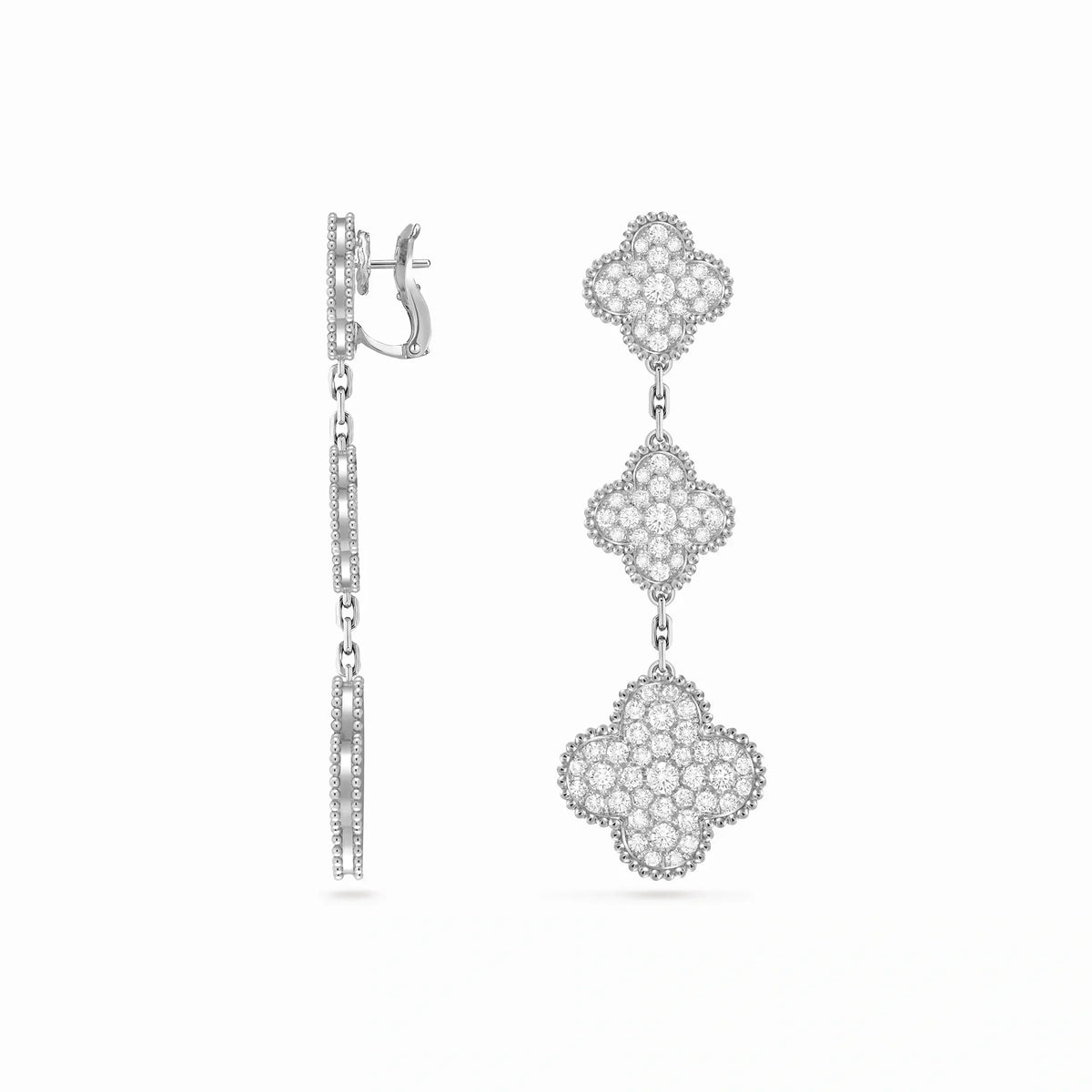 Magic Alhambra Pavé Clover Cascade Earrings