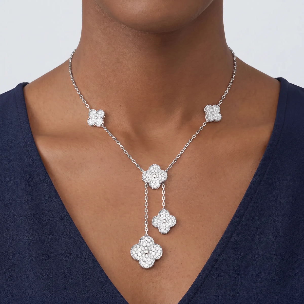Magic Alhambra Pavé Six Clover Necklace