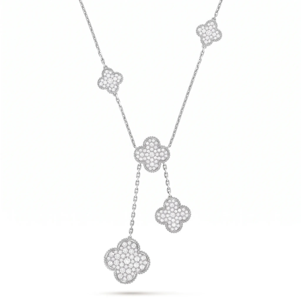 Magic Alhambra Pavé Six Clover Necklace