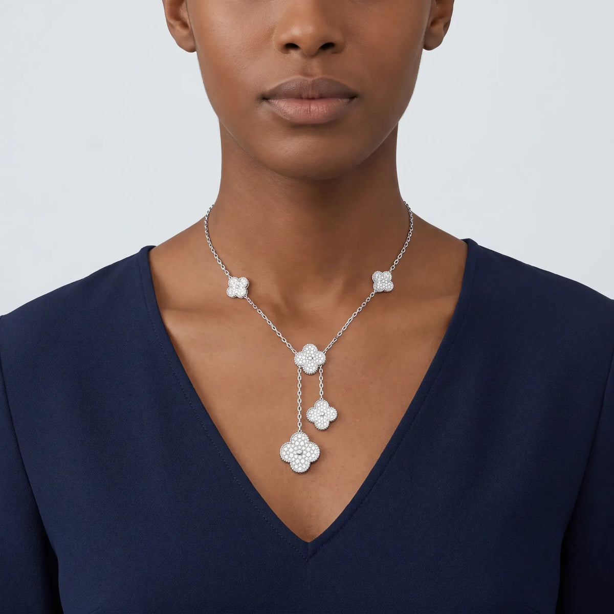 Magic Alhambra Pavé Six Clover Necklace