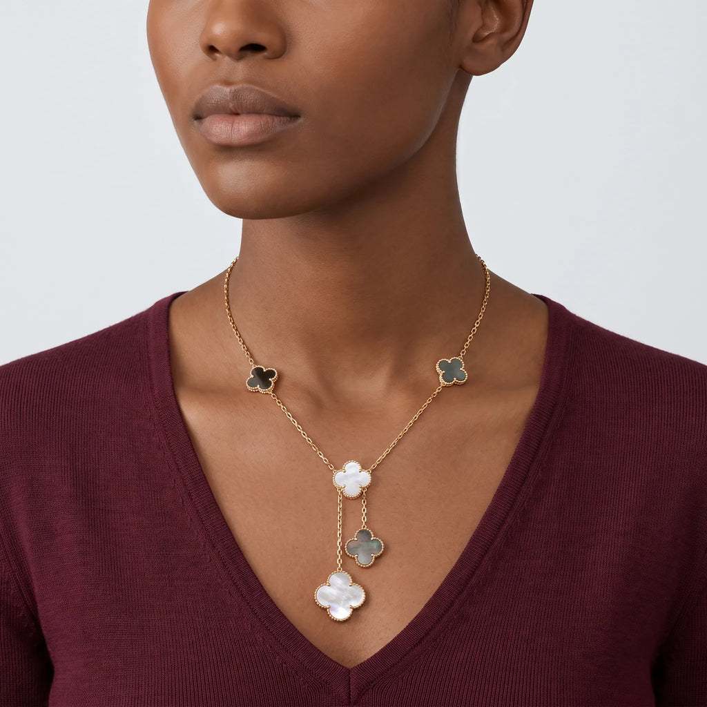 Magic Alhambra Six Clover Drop Necklace