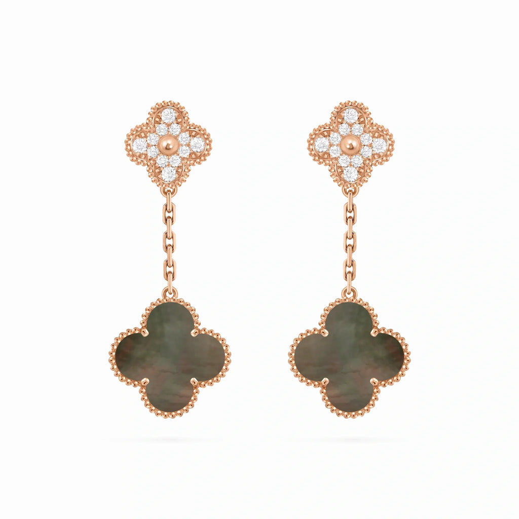 Magic Alhambra Two Clover Drop Earrings