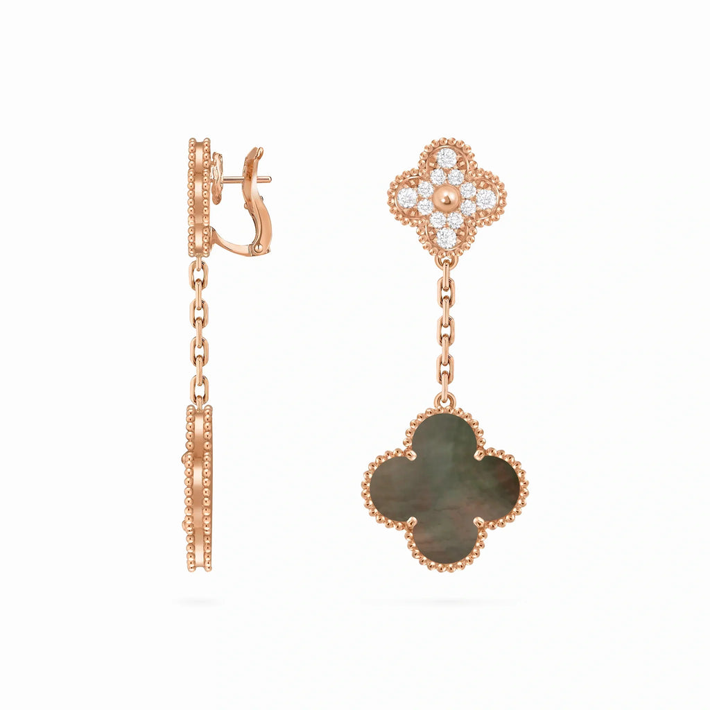 Magic Alhambra Two Clover Drop Earrings