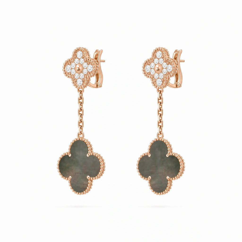 Magic Alhambra Two Clover Drop Earrings