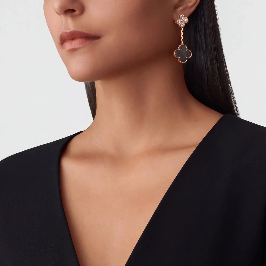 Magic Alhambra Two Clover Drop Earrings