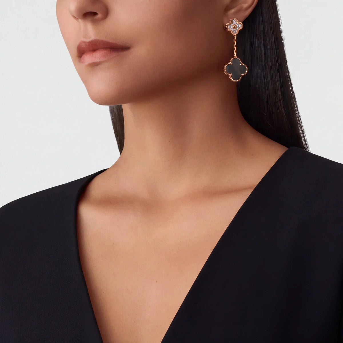 Magic Alhambra Two Clover Drop Earrings