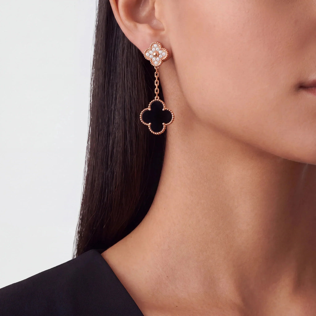 Magic Alhambra Two Clover Drop Earrings