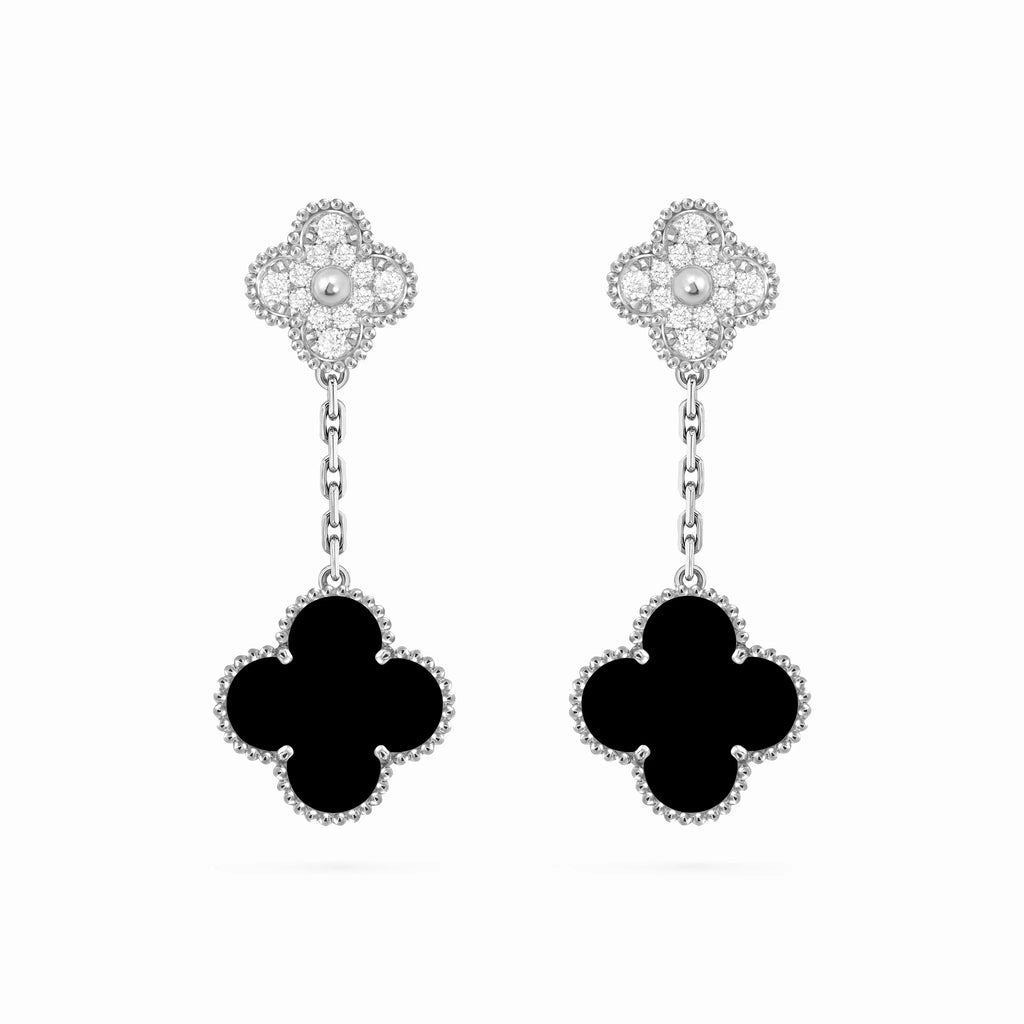 Magic Alhambra Two Clover Drop Earrings