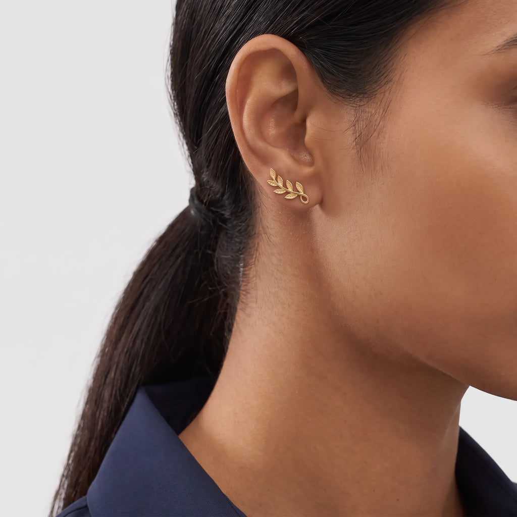 Paloma Picasso Olive Leaf Branch Climber Earrings
