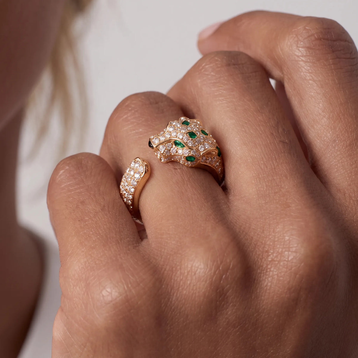 Panthère Medium Half Pavé Statement Ring