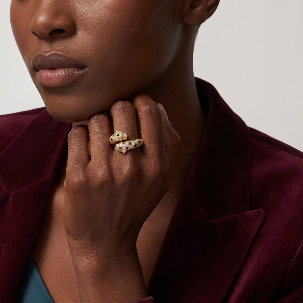 Panthère Semi Pavé Dual Head Ring