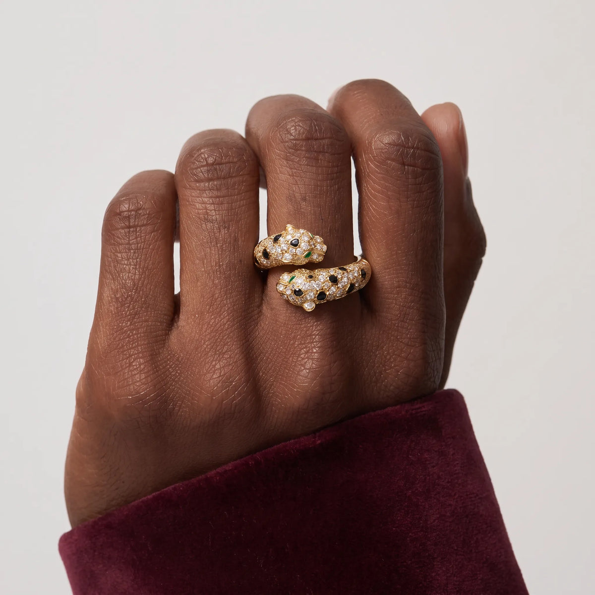 Panthère Semi Pavé Dual Head Ring
