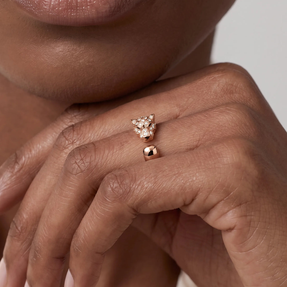 Panthère Small Half Pavé Head Ring