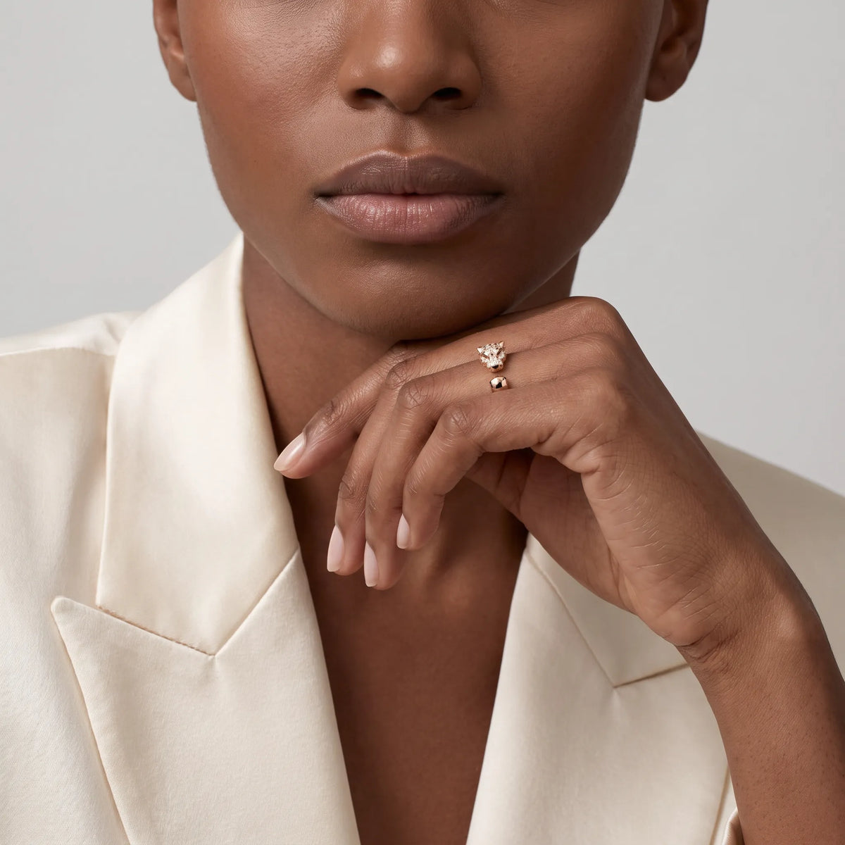 Panthère Small Half Pavé Head Ring
