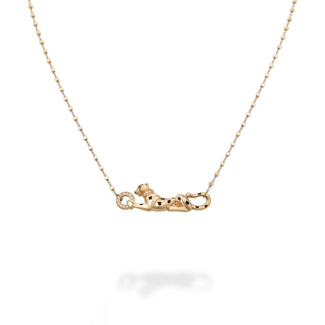 Panthère Spotted Reclining Panther Chain Necklace