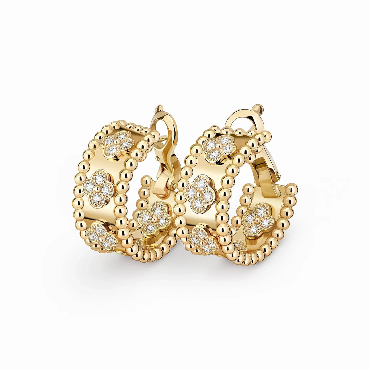Perlee Clovers Sparkling Clover Hoop Earrings