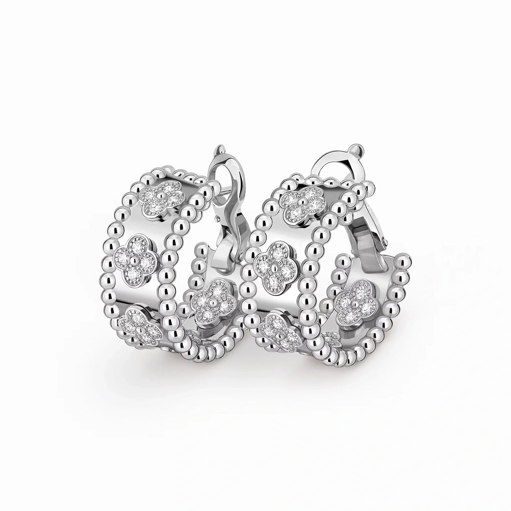 Perlee Clovers Sparkling Clover Hoop Earrings