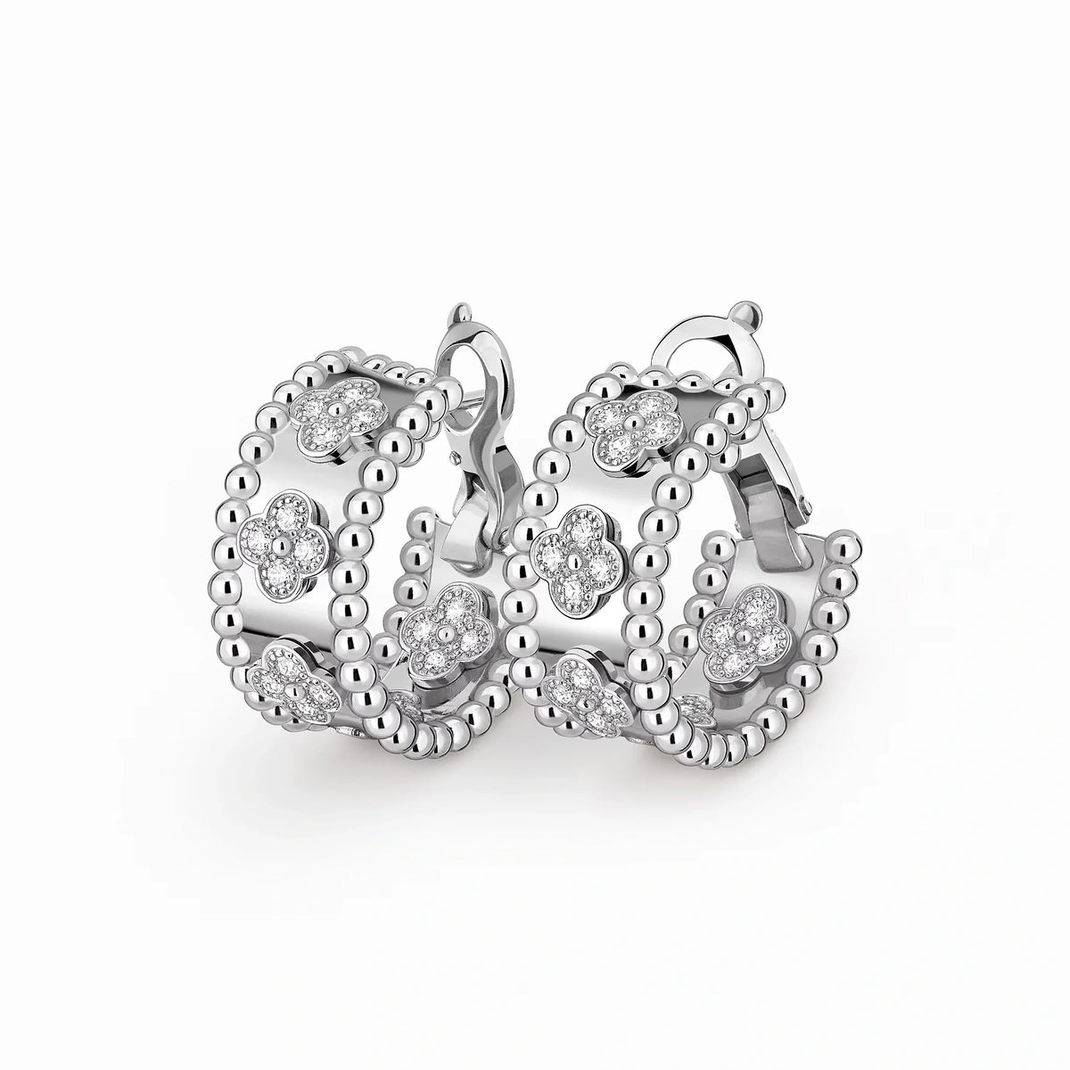 Perlee Clovers Sparkling Clover Hoop Earrings