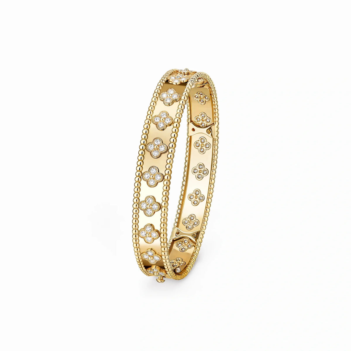 Perlee Clovers Wide Beaded Bangle