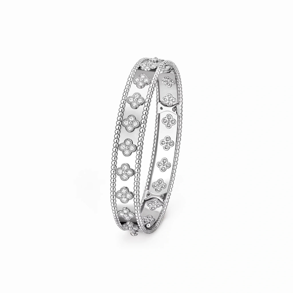 Perlee Clovers Wide Beaded Bangle