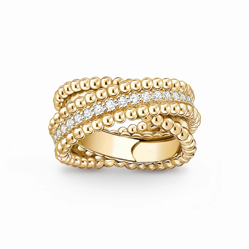 Perlee Wide Beaded Pavé Ring