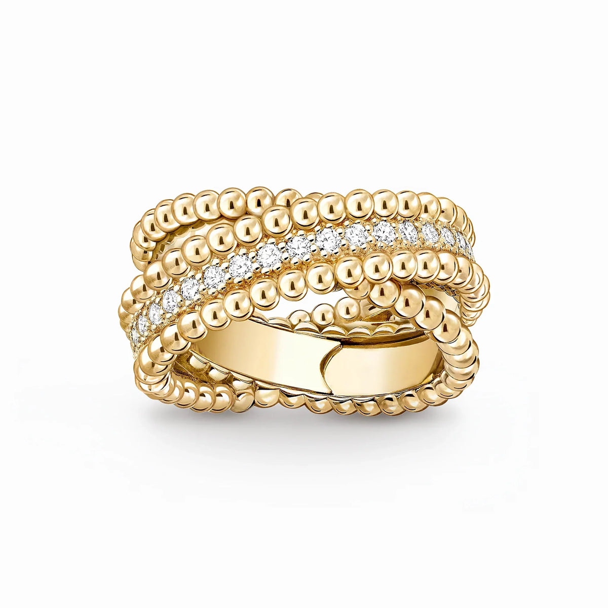 Perlee Wide Beaded Pavé Ring