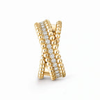 Perlee Wide Beaded Pavé Ring