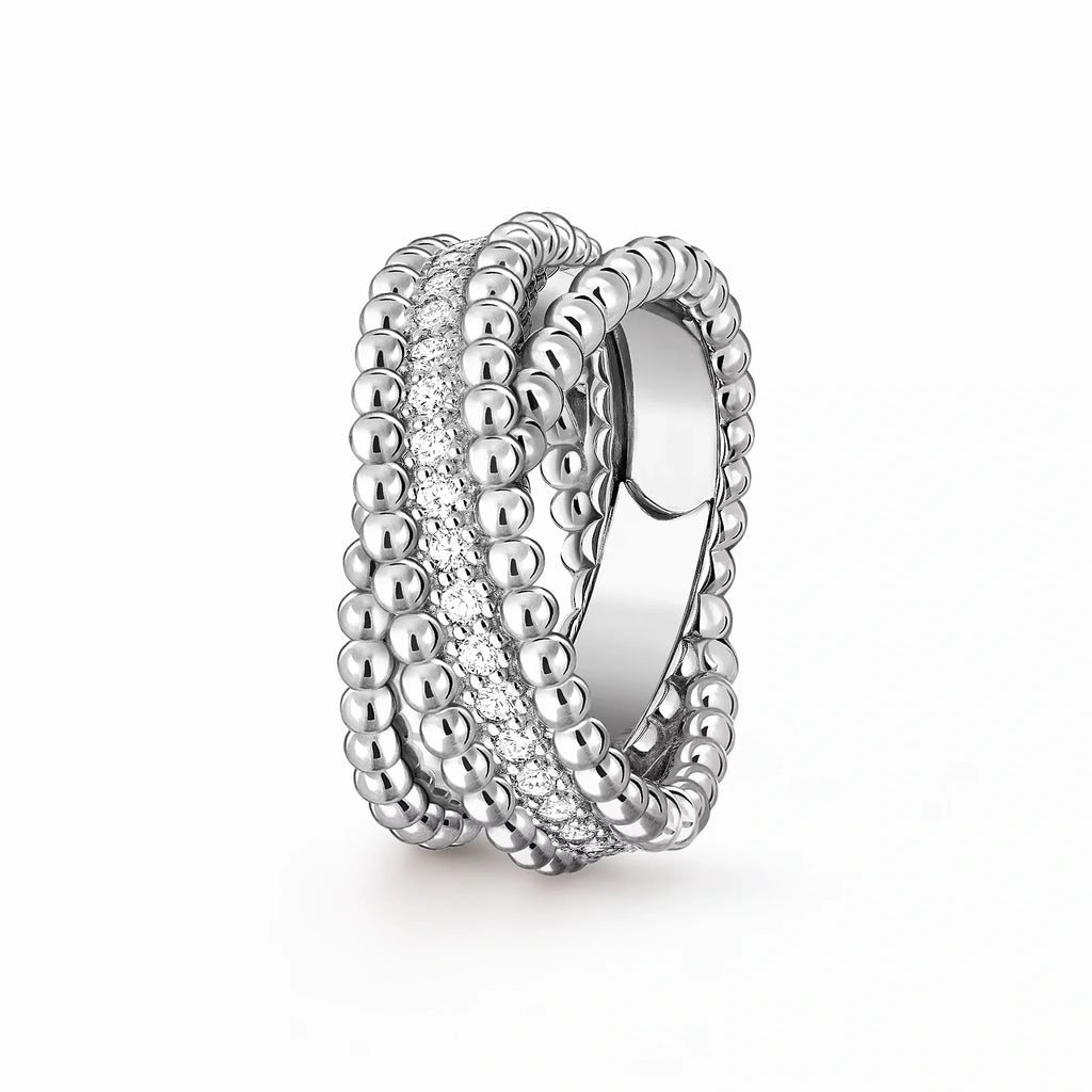 Perlee Wide Beaded Pavé Ring