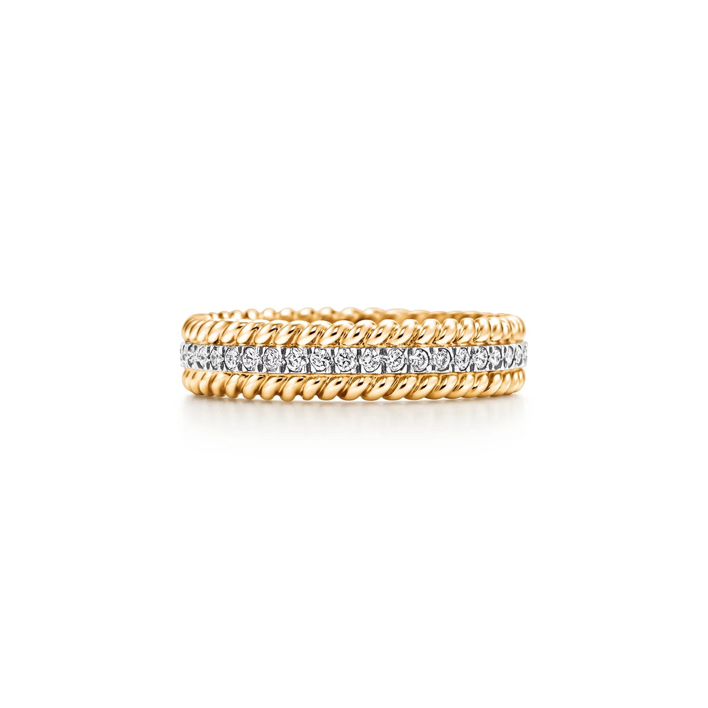 Rope Three Row Pavé Ring