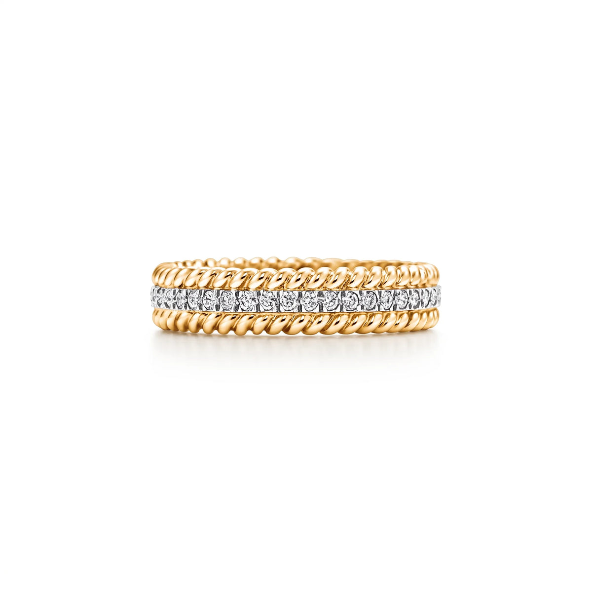 Rope Three Row Pavé Ring