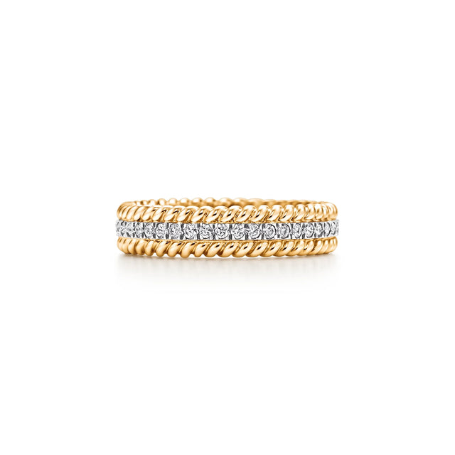 Rope Three Row Pavé Ring