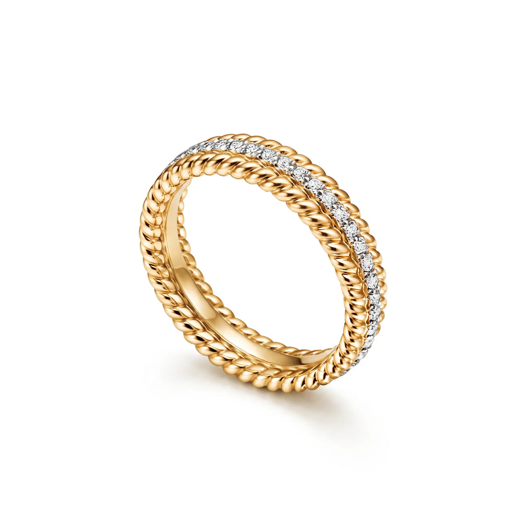 Rope Three Row Pavé Ring