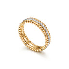 Rope Three Row Pavé Ring