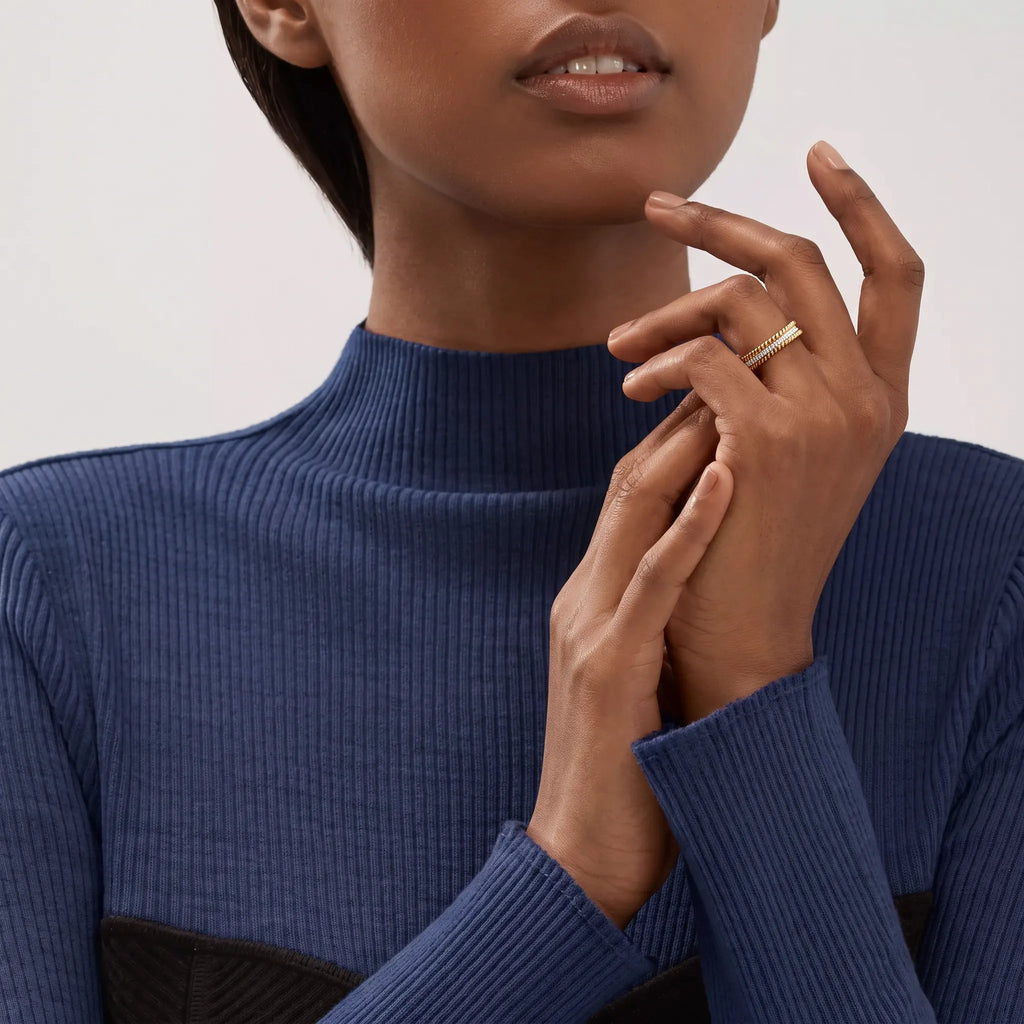 Rope Three Row Pavé Ring