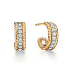 Rope Twisted Pavé Huggie Earrings