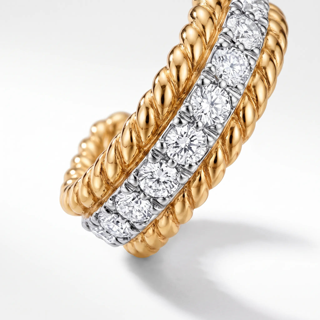 Rope Twisted Pavé Huggie Earrings
