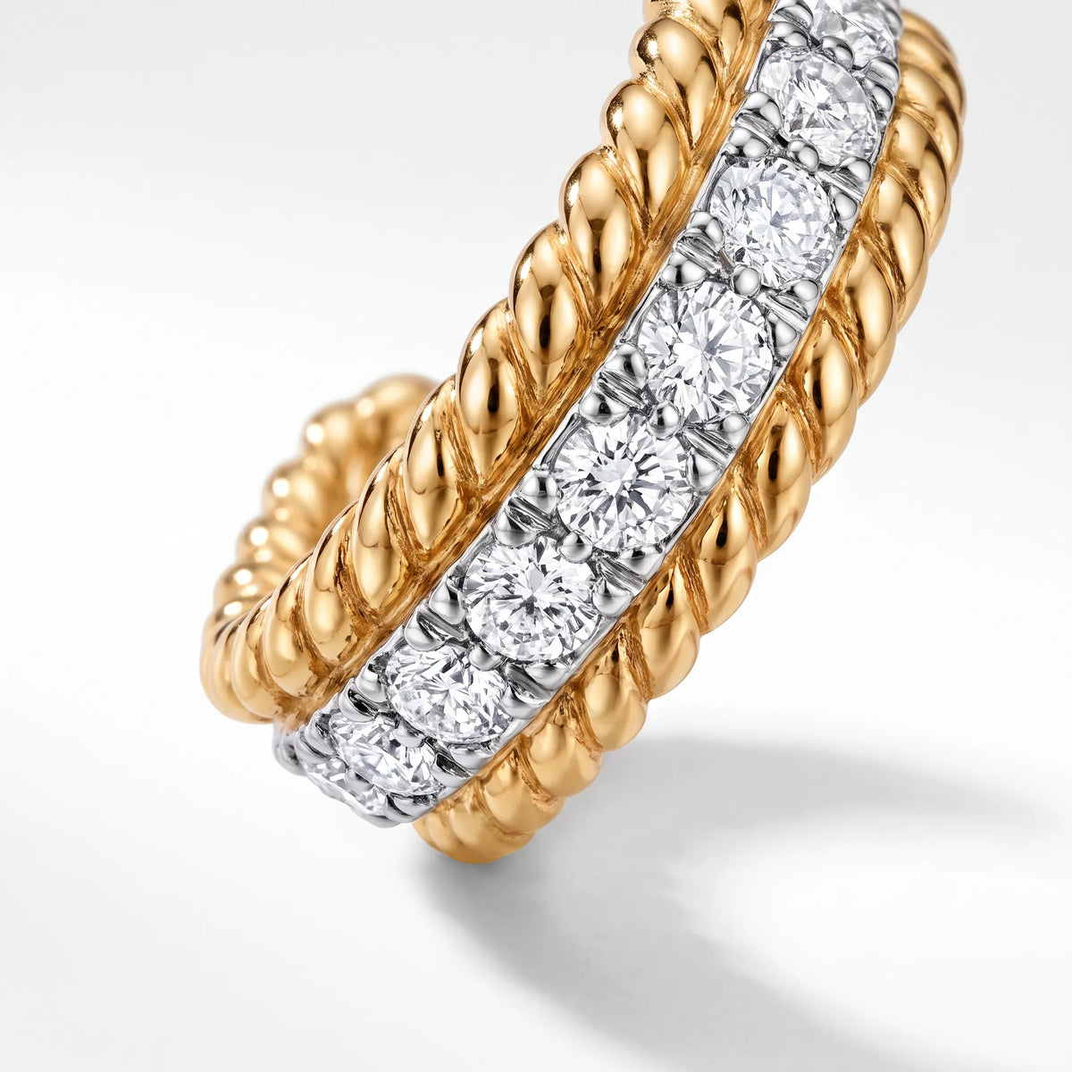 Rope Twisted Pavé Huggie Earrings