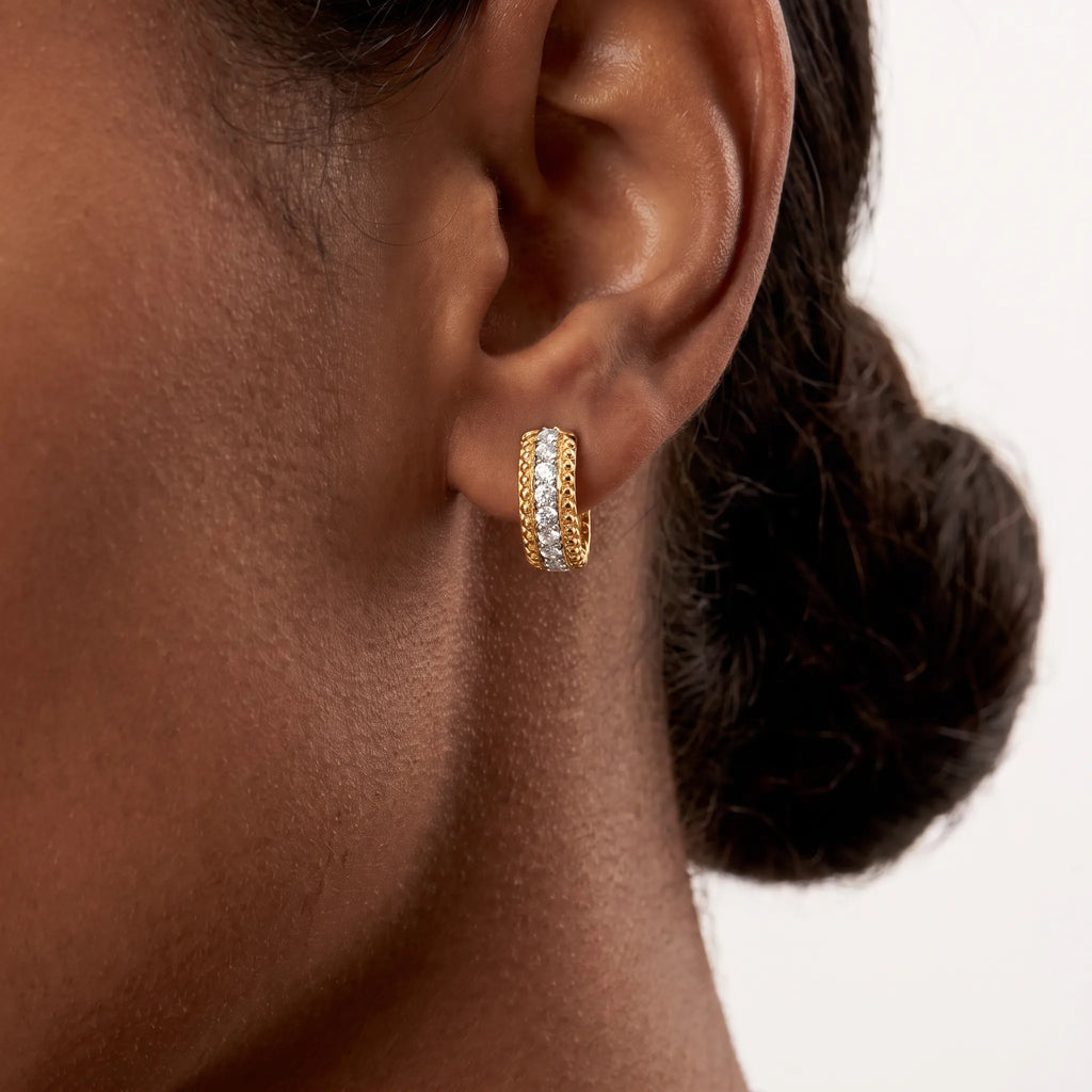 Rope Twisted Pavé Huggie Earrings