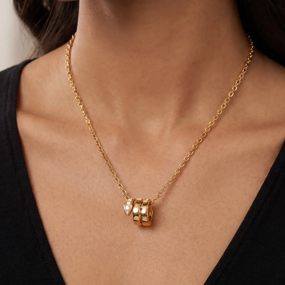 Serpenti Coiled Snake Pendant Necklace