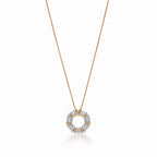 Sixteen Stone Open Circle Pendant Necklace