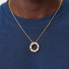 Sixteen Stone Open Circle Pendant Necklace